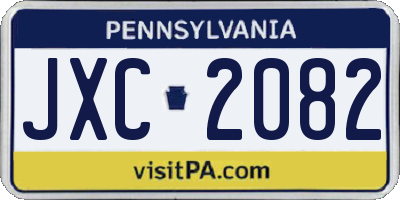 PA license plate JXC2082
