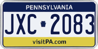 PA license plate JXC2083