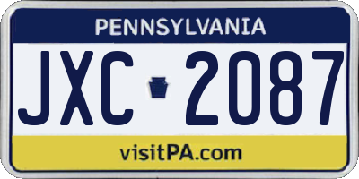 PA license plate JXC2087