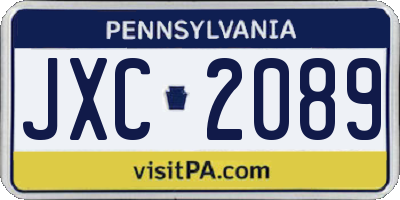 PA license plate JXC2089
