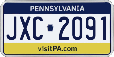 PA license plate JXC2091