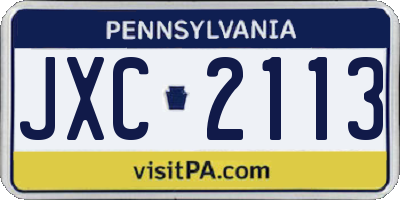 PA license plate JXC2113