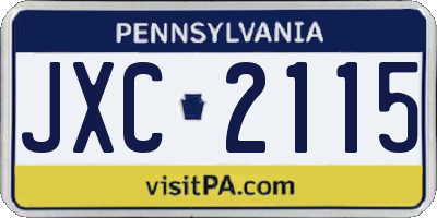 PA license plate JXC2115