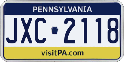 PA license plate JXC2118