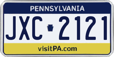 PA license plate JXC2121