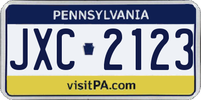 PA license plate JXC2123