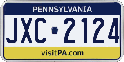 PA license plate JXC2124