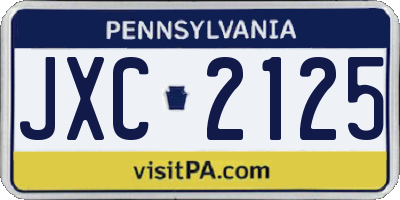 PA license plate JXC2125