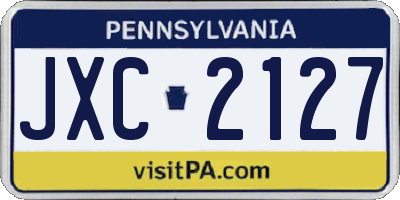 PA license plate JXC2127