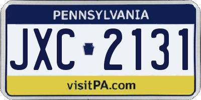 PA license plate JXC2131