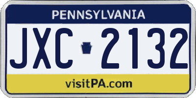 PA license plate JXC2132