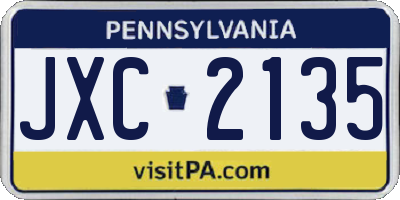 PA license plate JXC2135