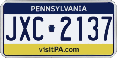 PA license plate JXC2137