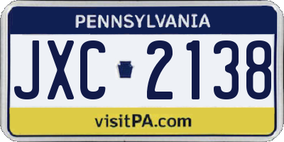 PA license plate JXC2138