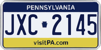 PA license plate JXC2145