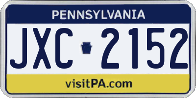 PA license plate JXC2152