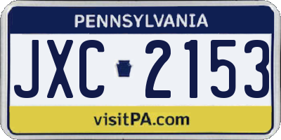 PA license plate JXC2153