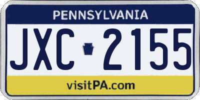 PA license plate JXC2155