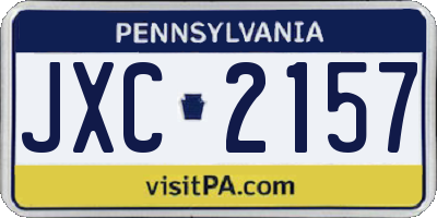 PA license plate JXC2157