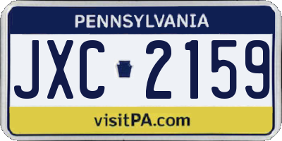 PA license plate JXC2159