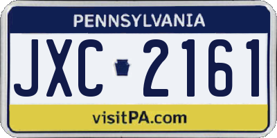 PA license plate JXC2161