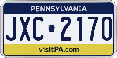 PA license plate JXC2170