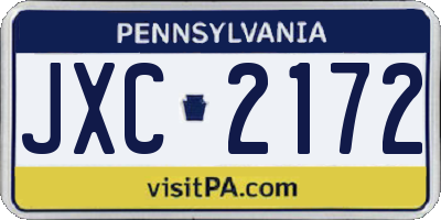 PA license plate JXC2172