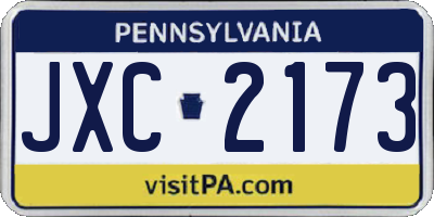 PA license plate JXC2173