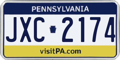 PA license plate JXC2174