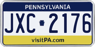 PA license plate JXC2176
