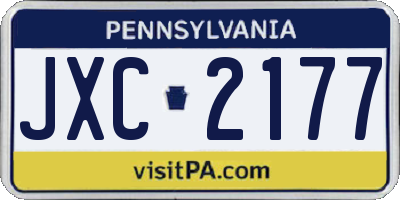 PA license plate JXC2177