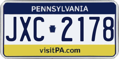 PA license plate JXC2178