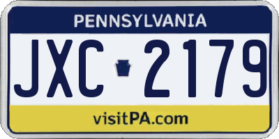 PA license plate JXC2179