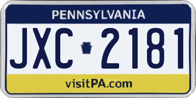 PA license plate JXC2181
