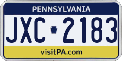 PA license plate JXC2183