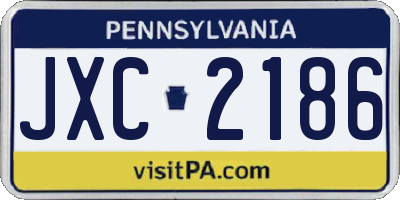 PA license plate JXC2186