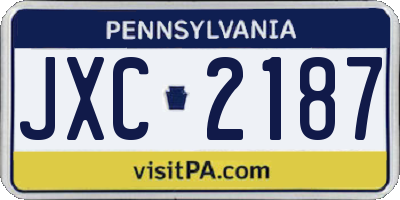 PA license plate JXC2187