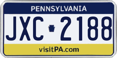 PA license plate JXC2188