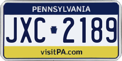 PA license plate JXC2189