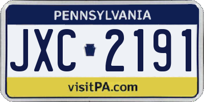 PA license plate JXC2191