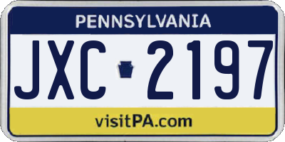 PA license plate JXC2197