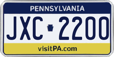 PA license plate JXC2200