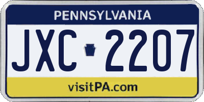 PA license plate JXC2207