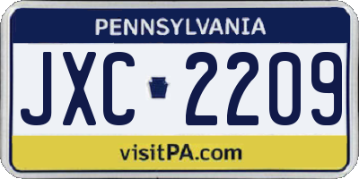 PA license plate JXC2209