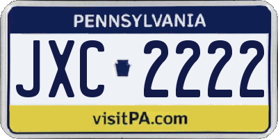 PA license plate JXC2222