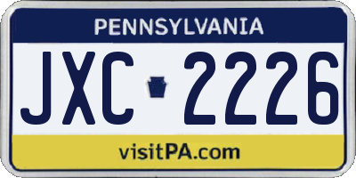PA license plate JXC2226