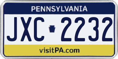 PA license plate JXC2232