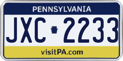 PA license plate JXC2233