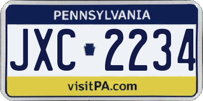 PA license plate JXC2234