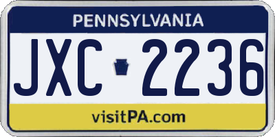 PA license plate JXC2236